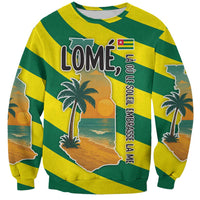 Lome Togo Sunset Sweatshirt with Palm Trees and Ocean Embrace Design