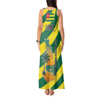 Lome Togo Sunset Tank Maxi Dress with Palm Trees and Ocean Embrace Design