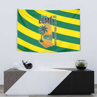 Lome Togo Sunset Tapestry with Palm Trees and Ocean Embrace Design