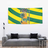 Lome Togo Sunset Tapestry with Palm Trees and Ocean Embrace Design