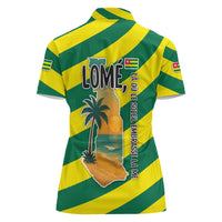 Lome Togo Sunset Women Polo Shirt with Palm Trees and Ocean Embrace Design