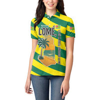 Lome Togo Sunset Women Polo Shirt with Palm Trees and Ocean Embrace Design