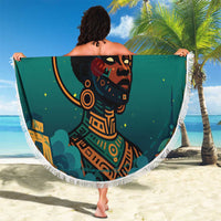 Togo Futuristic Afrocentric Woman Beach Blanket with Flag and Stars Design