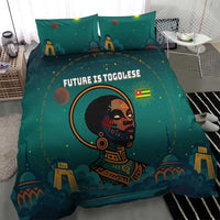 Togo Futuristic Afrocentric Woman Bedding Set with Flag and Stars Design