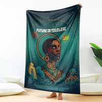 Togo Futuristic Afrocentric Woman Blanket with Flag and Stars Design
