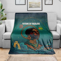 Togo Futuristic Afrocentric Woman Blanket with Flag and Stars Design