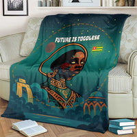 Togo Futuristic Afrocentric Woman Blanket with Flag and Stars Design