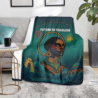 Togo Futuristic Afrocentric Woman Blanket with Flag and Stars Design