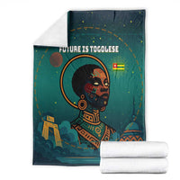 Togo Futuristic Afrocentric Woman Blanket with Flag and Stars Design