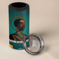 Togo Futuristic Afrocentric Woman 4 in 1 Can Cooler Tumbler with Flag and Stars Design