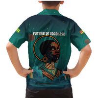 Togo Futuristic Afrocentric Woman Family Matching Mermaid Dress and Hawaiian Shirt with Flag and Stars Design