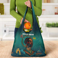 Togo Futuristic Afrocentric Woman Grocery Bag with Flag and Stars Design