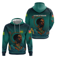 Togo Futuristic Afrocentric Woman Hoodie with Flag and Stars Design