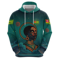 Togo Futuristic Afrocentric Woman Hoodie with Flag and Stars Design