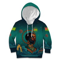 Togo Futuristic Afrocentric Woman Kid Hoodie with Flag and Stars Design