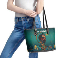 Togo Futuristic Afrocentric Woman Leather Tote Bag with Flag and Stars Design
