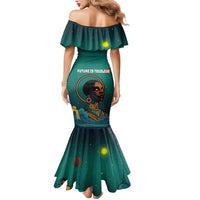 Togo Futuristic Afrocentric Woman Mermaid Dress with Flag and Stars Design