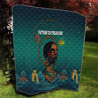 Togo Futuristic Afrocentric Woman Quilt with Flag and Stars Design