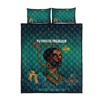 Togo Futuristic Afrocentric Woman Quilt Bed Set with Flag and Stars Design