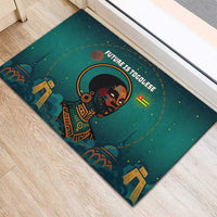 Togo Futuristic Afrocentric Woman Rubber Doormat with Flag and Stars Design