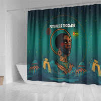Togo Futuristic Afrocentric Woman Shower Curtain with Flag and Stars Design