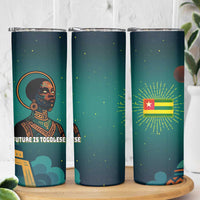 Togo Futuristic Afrocentric Woman Skinny Tumbler with Flag and Stars Design