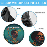 Togo Futuristic Afrocentric Woman Spare Tire Cover with Flag and Stars Design