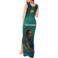 Togo Futuristic Afrocentric Woman Tank Maxi Dress with Flag and Stars Design