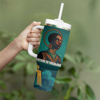 Togo Futuristic Afrocentric Woman Tumbler With Handle with Flag and Stars Design