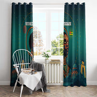 Togo Futuristic Afrocentric Woman Window Curtain with Flag and Stars Design