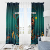 Togo Futuristic Afrocentric Woman Window Curtain with Flag and Stars Design