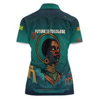 Togo Futuristic Afrocentric Woman Women Polo Shirt with Flag and Stars Design