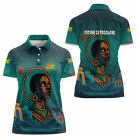 Togo Futuristic Afrocentric Woman Women Polo Shirt with Flag and Stars Design