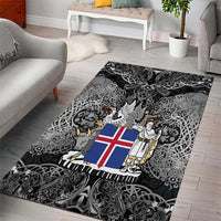 Icelandic Coat of Arms Area Rug Viking Knotwork and National Flag Design