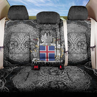 Icelandic Coat of Arms Back Car Seat Cover Viking Knotwork and National Flag Design