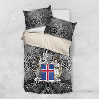 Icelandic Coat of Arms Bedding Set Viking Knotwork and National Flag Design