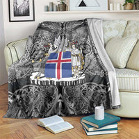 Icelandic Coat of Arms Blanket Viking Knotwork and National Flag Design