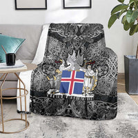 Icelandic Coat of Arms Blanket Viking Knotwork and National Flag Design