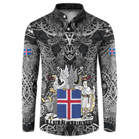 Icelandic Coat of Arms Button Sweatshirt Viking Knotwork and National Flag Design
