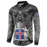 Icelandic Coat of Arms Button Sweatshirt Viking Knotwork and National Flag Design