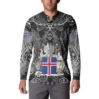 Icelandic Coat of Arms Button Sweatshirt Viking Knotwork and National Flag Design
