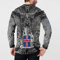 Icelandic Coat of Arms Button Sweatshirt Viking Knotwork and National Flag Design
