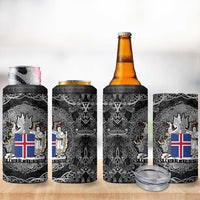 Icelandic Coat of Arms 4 in 1 Can Cooler Tumbler Viking Knotwork and National Flag Design