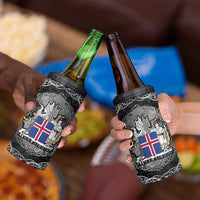 Icelandic Coat of Arms 4 in 1 Can Cooler Tumbler Viking Knotwork and National Flag Design