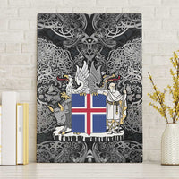 Icelandic Coat of Arms Canvas Wall Art Viking Knotwork and National Flag Design