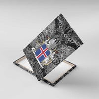 Icelandic Coat of Arms Canvas Wall Art Viking Knotwork and National Flag Design
