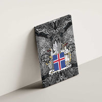 Icelandic Coat of Arms Canvas Wall Art Viking Knotwork and National Flag Design