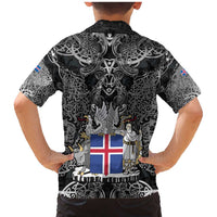 Icelandic Coat of Arms Family Matching Mermaid Dress and Hawaiian Shirt Viking Knotwork and National Flag Design