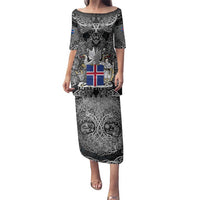 Icelandic Coat of Arms Family Matching Puletasi and Hawaiian Shirt Viking Knotwork and National Flag Design