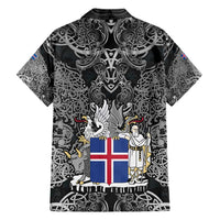 Icelandic Coat of Arms Family Matching Short Sleeve Bodycon Dress and Hawaiian Shirt Viking Knotwork and National Flag Design